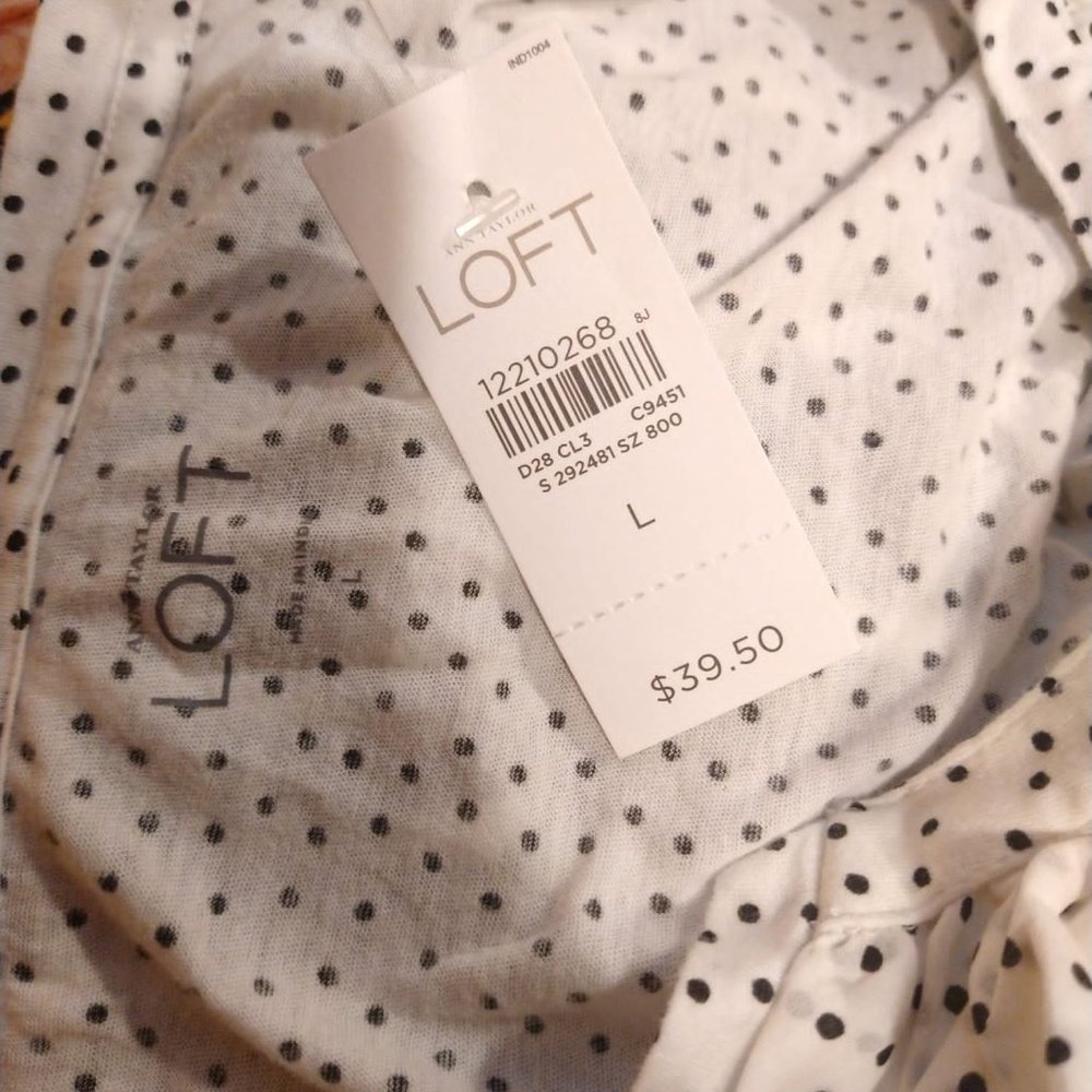 NWT LOFT Women's Long Sleeve Top Ruffle Neckline L - Picture 6 of 7